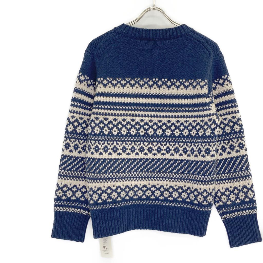 SUTOOH Blue STU-A22-KN06 Wool Cashmere Silk Jacquard Knit Tops 2 blueUsed