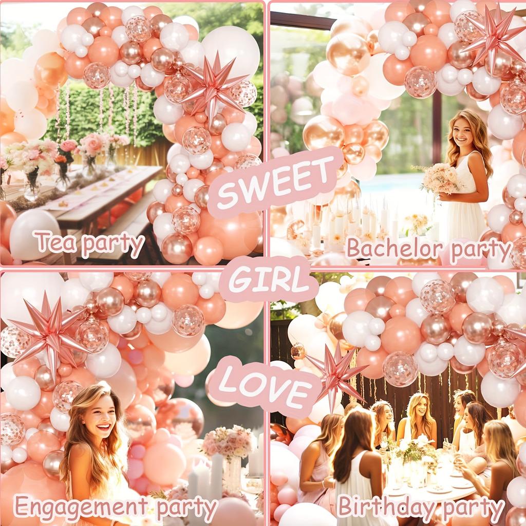 Retro Pink White Gold Balloons Garland Arch Kit Birthday Party Decoration Kids Baby Shower Wedding Party Supplies Letax Ballons