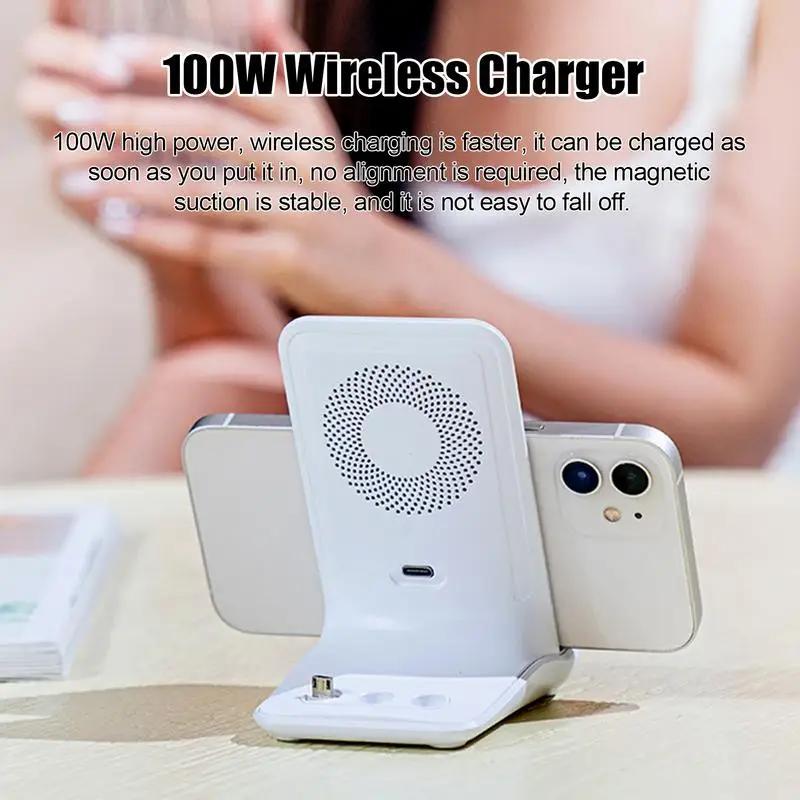 Magnetische Ladestation, 100-W-Schnellladegerät, vertikaler Handy-Ladeständer, kabellose Ladestation, multifunktionales Handy