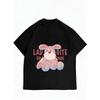 T-shirt Décontracté Femme Noir Imprimé Lapin Rose Mignon Dame Gite Das Dassonn T-shirt Graphique Coupe Ample Haut d'Été Vêtement Quotidien