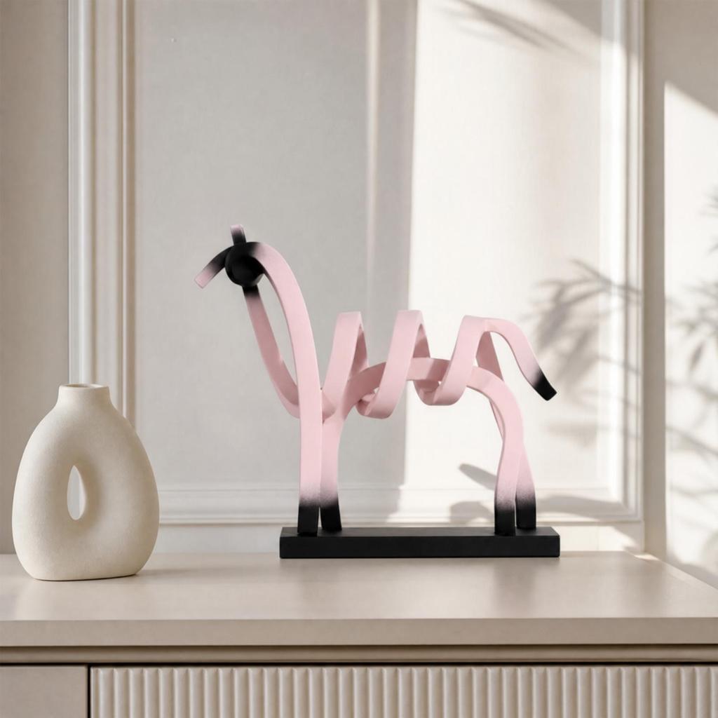 Abstract Horse Sculpture with Base Artistic Openwork Figurine Modern for Living Room, Shelf
