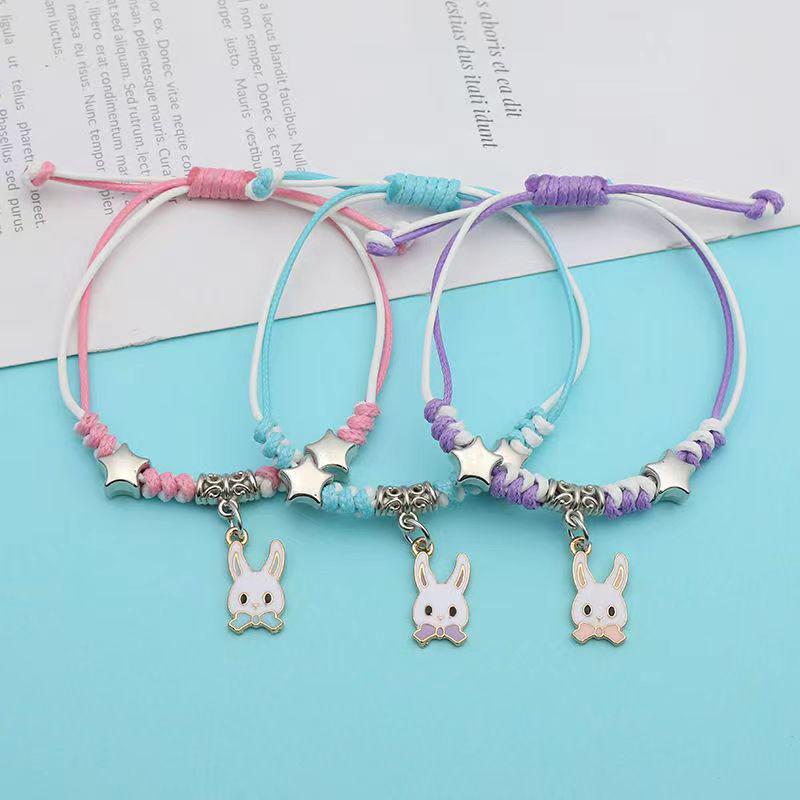 Student Girlfriend's Korean-Style Simple Cute Friendship Woven Bracelet Set - Handmade, Colorful, Three-Piece Rope