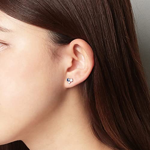 ESTELLE September Birthstone Sapphire 10K White Gold Earrings (0222-7867-0019-0000)