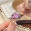 Rose Girl Gradient Pink Diamond Bird's Nest Cut Ring, Fully Diamond-Set, Luxurious and Elegant, Mid-Century Style, Super Sparkling, Starry Sky Ring