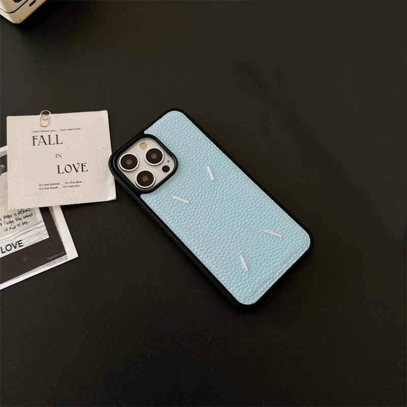 Luxury Embroidered Leather Textured Phone Case iPhone 16 15 14 13 12 11 Pro Max Drop Protection Simple Couple Designed for Both Genders