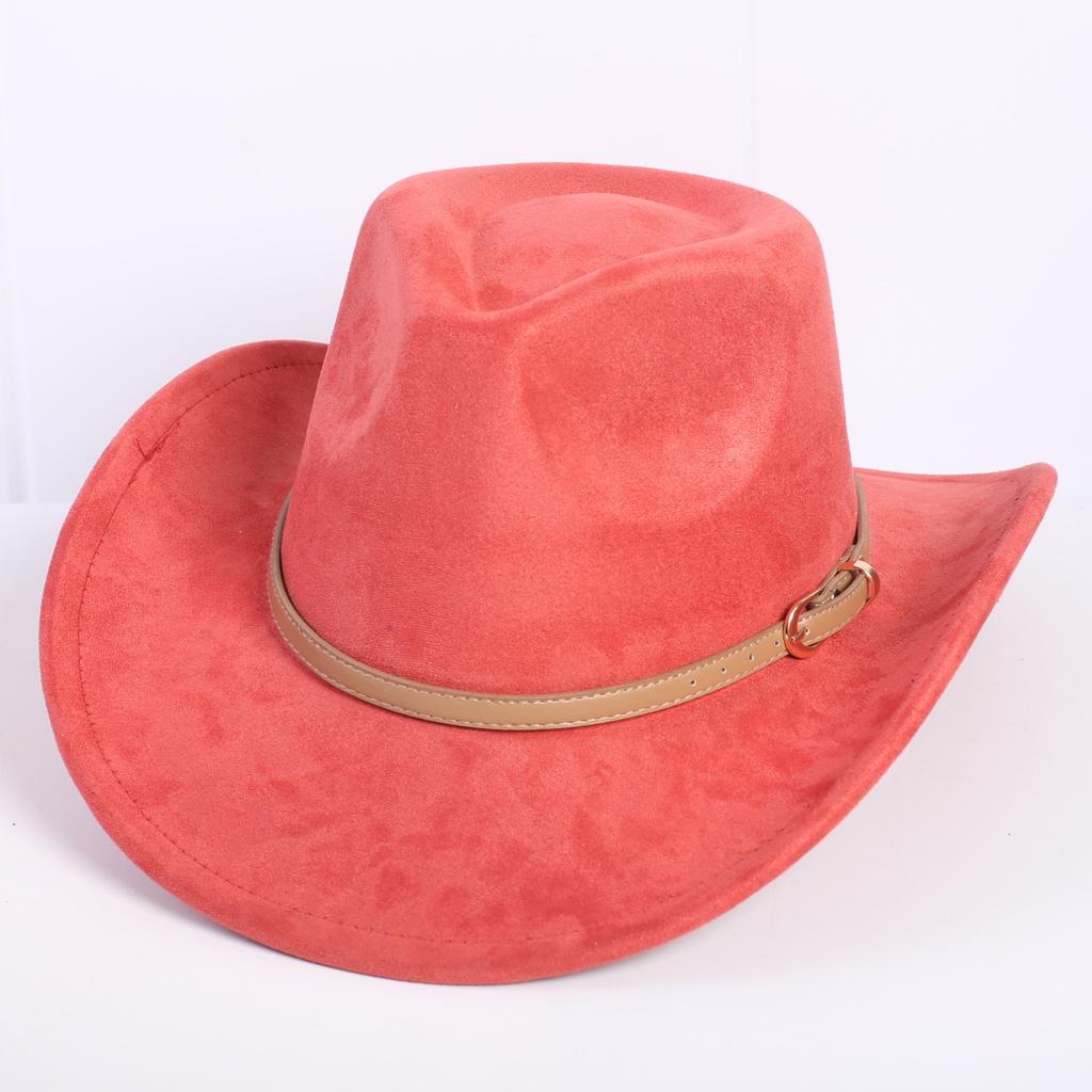 Popular European and American classic suede western cowboy hat men's and women's fashion LO style peach heart cowboy hat
