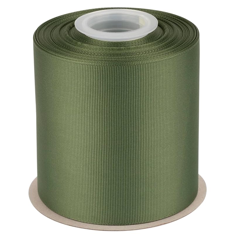 

[Tekdeere]Width 100mm solid moss grosgrain ribbon, perfect for gift wrapping, sewing, hair accessories, wedding decorations - 22 meters/roll
