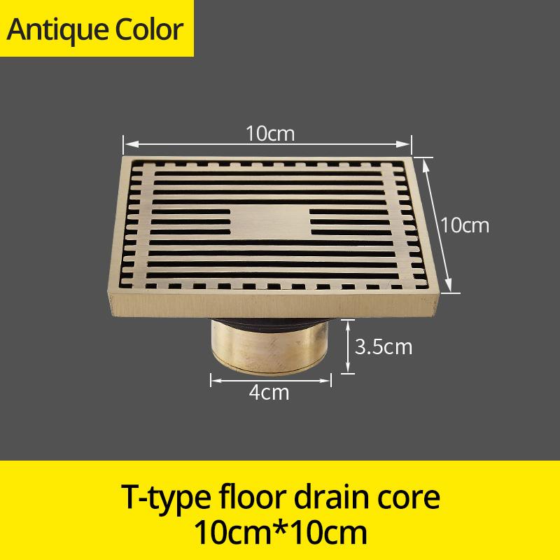 Drains 10*10cm Solid Brass Chrome Silver Shower Drain Bathroom Square Cover Anti-odor Hair Strainer Balcony Floor DrainBS-8109A