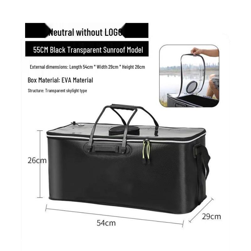 Foldable EVA Fishing Bucket - Portable, Thick, Live Fish Box with Shoulder Strap