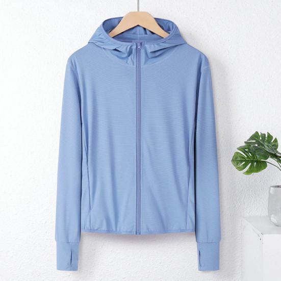 Kadın Güneş Koruma Anti-UV Ceket Bisiklet Açık Uzun Kollu Kapşonlu Fermuar