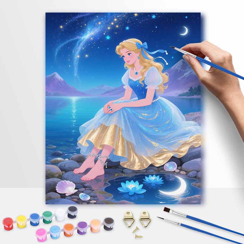 Disney Digital Oil Painting Art Kit Princess Under Starry Sky Handmade Coloring Painting Home Decor