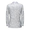 Mens Paisley Embroidered Sequin Suit Jacket Shiny Blazer