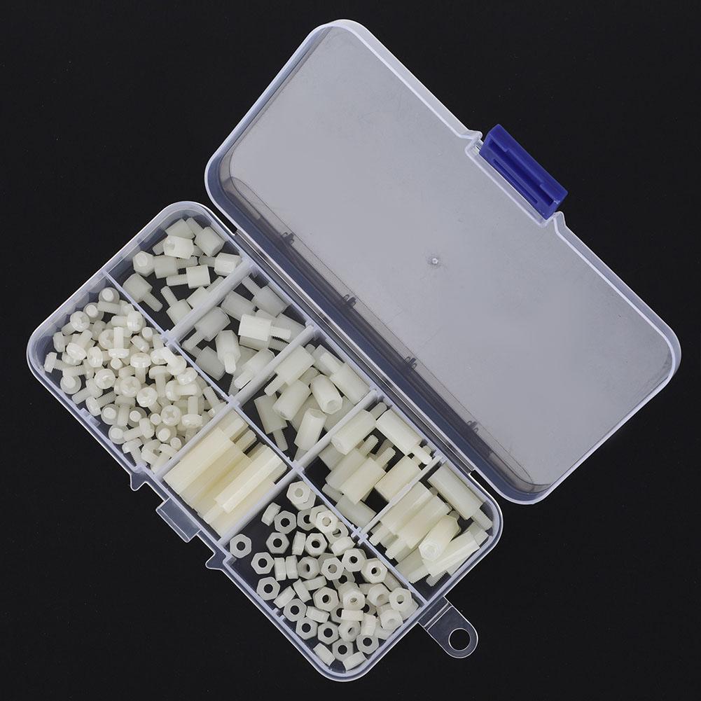 180pcs Box M3 Nylon Screw Nut Male Female Standoff Combination Assortment Kit(Black )
