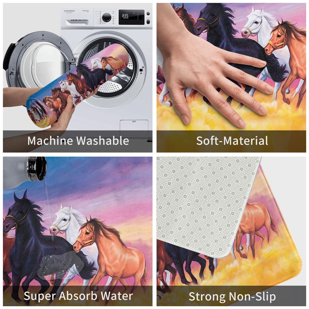 Seven Running Horse Front Floor Door Entrance Mat Indoor Animal Bath Kitchen Doormat Garden Carpet Rug