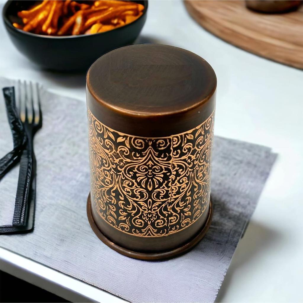 Pure Copper Bottle with 2 Glass Gift Set (Antique Itching Regular) 1 Litres