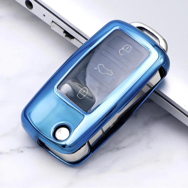 Soft TPU Car Key Case Cover Keychain for VW Volkswagen Polo Golf Passat B5 B6 B7 Beetle Caddy T5 Up Eos Tiguan for Skoda Octavia