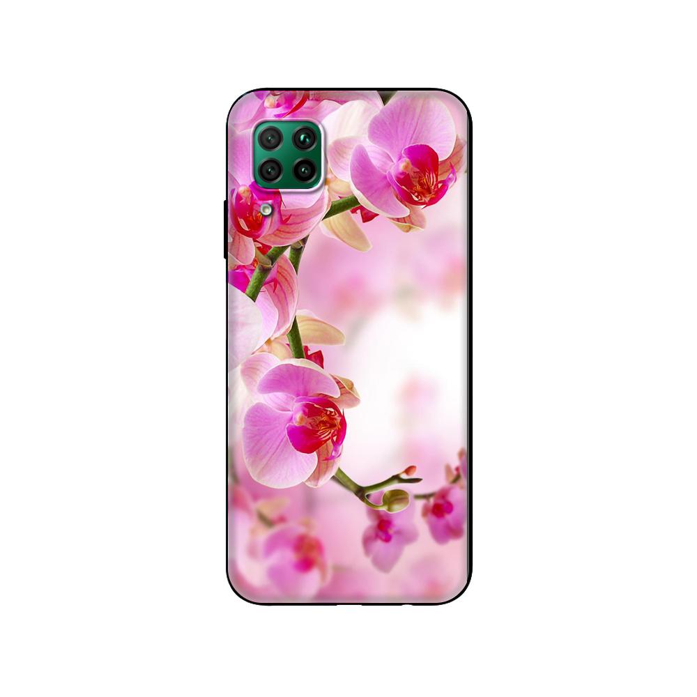Black Tpu Case For Huawei P30 Lite P30 Pro P40 Case For Huawei P40 LITE E P Smart 2020 Case Cover Orchid Flowers Colorfu