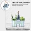 Verzinkter Doppel-Eimer aus Zinn Sukkulenten-Blumentopf Vintage-Vase Vasen für Blumen Zimmerpflanzen