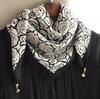 Silk cotton magnetic buckle silk scarf geometric and floral combination printing fashion personality spring autumn and winter versatile single item