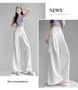 Women's White Lace Two-Piece Wide-Leg Pants with Crotch Cover - High-Waisted, Slimming, Draping, Floor-Length for Summer
