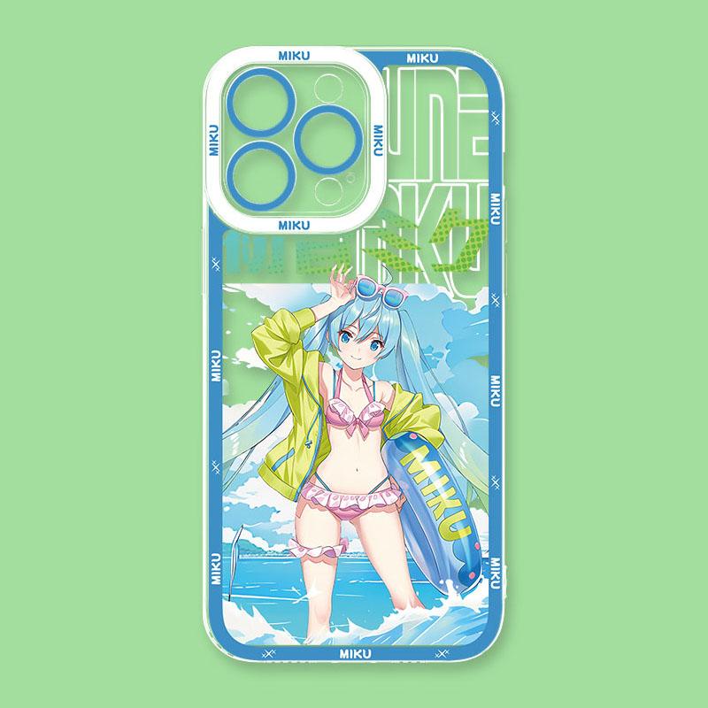 Kawaii Cartoon Hatsune Miku Shockproof Case for iPhone 17 Air 16 E 15 14 Plus 13 12 Mini 11 Pro Max Washable Silicone Edge Cover