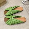 2025 summer new flat-bottomed soft-bottomed cool slippers women's summer wear one-word slippers fish mouth leather square head cool slippers