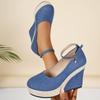 2026 Spring and Autumn New Wedge Shoes Women's High Heeled Single Shoes Lace-up Shoes