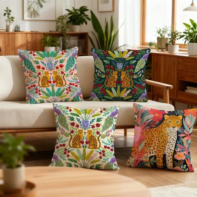 Flower Leopard Print Art Cushion Cover Best Home Office Coffee Pillow Sofa Printing Decoration Room Shop Car Nordic Simplicity