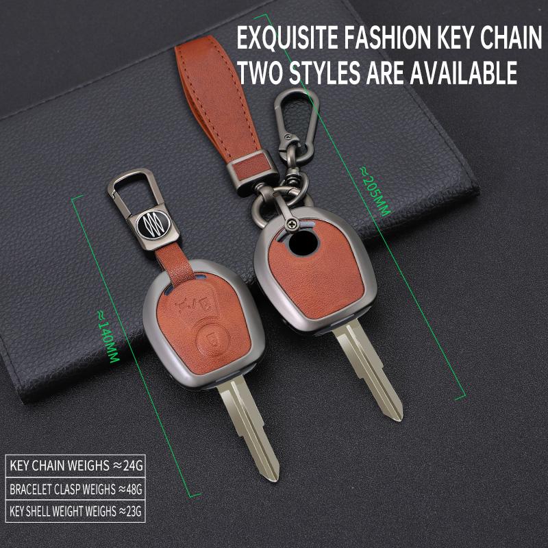 Zinc Alloy+Leather Car Remote Key Case Cover Protective Shell Fob For Ssangyong Actyon Kyron Rexton Korando Key Decoration Shell