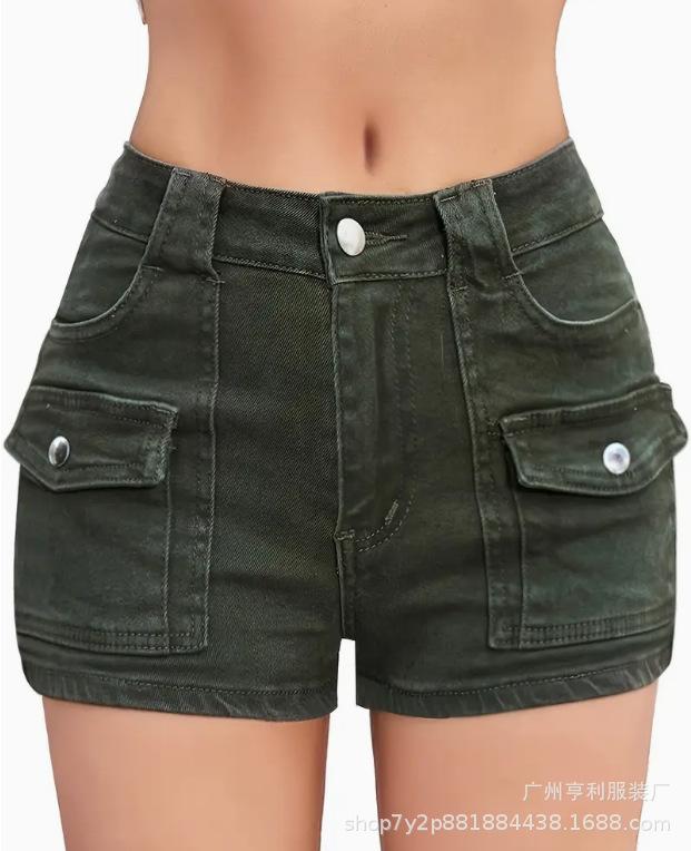 

Xiyin summer new denim stretch women s multi-pocket denim shorts XXL армія зелений колір