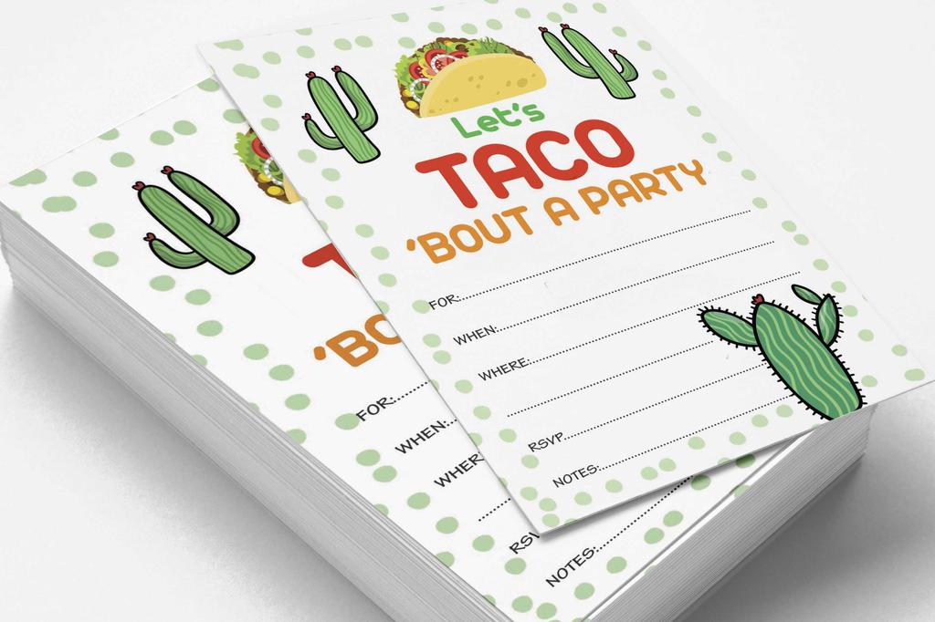Inkdotpot 30er-Pack Einladungen zur Taco-Bout-Party, Einladungen zur Fiesta-Party, leere Einladungen mit Umschlägen