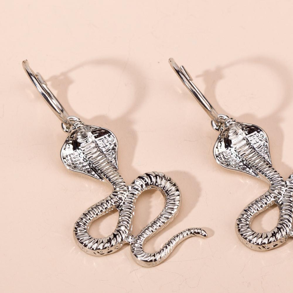 Trendy Gold And Silver Snake Earrings Minimalist Animal Style Ear Jewelry