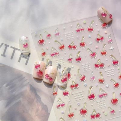 Γλυκό Ζελέ Κόκκινο Κεράσι Αυτοκόλλητο Τέχνης Νυχιών Ανάγλυφο Κορίτσι Γυναίκες Αυτοκόλλητο Νυχιών Έτος Χριστούγεννα Decals Μανικιούρ Δώρο