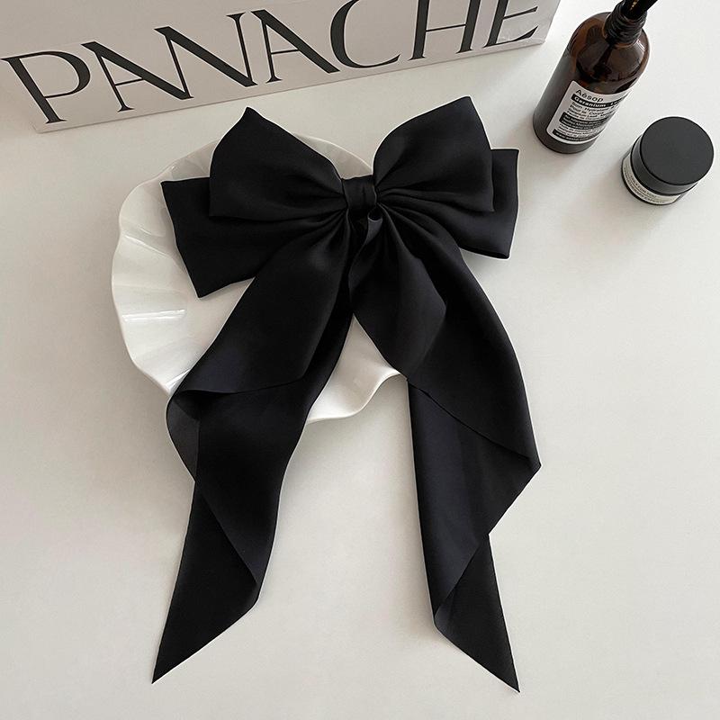 Barrette à nœud en ruban, couvre-chef simple et élégant en satin, pince à ressort, pince à cheveux fixe, coiffe de fête rétro, accessoires pour cheveux rouges