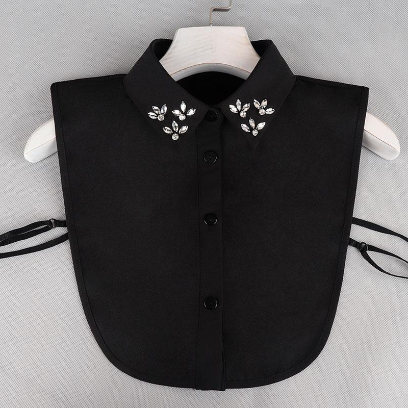 Pearl Detachable Collar Women Crystal Diamond Chiffon Shirt False Fake Collar Women Removable Peto Mujer Chemisier Faux Cols Tie