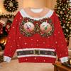 Women's Christmas Print Long Sleeve Crewneck Knit Sweater Casual Pullover
