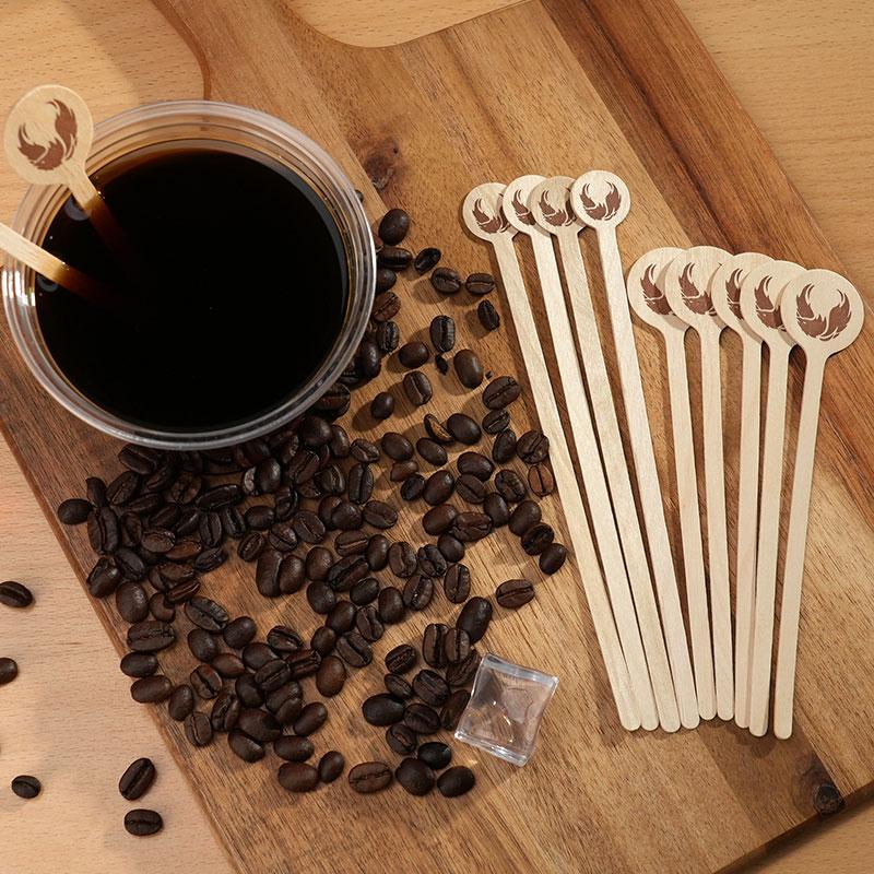 100pcs Wooden Coffee Stirrers With Round End Coffee Stirrer Sticks Eagle Pattern Disposable  Cold Drinking Stir Popsicle