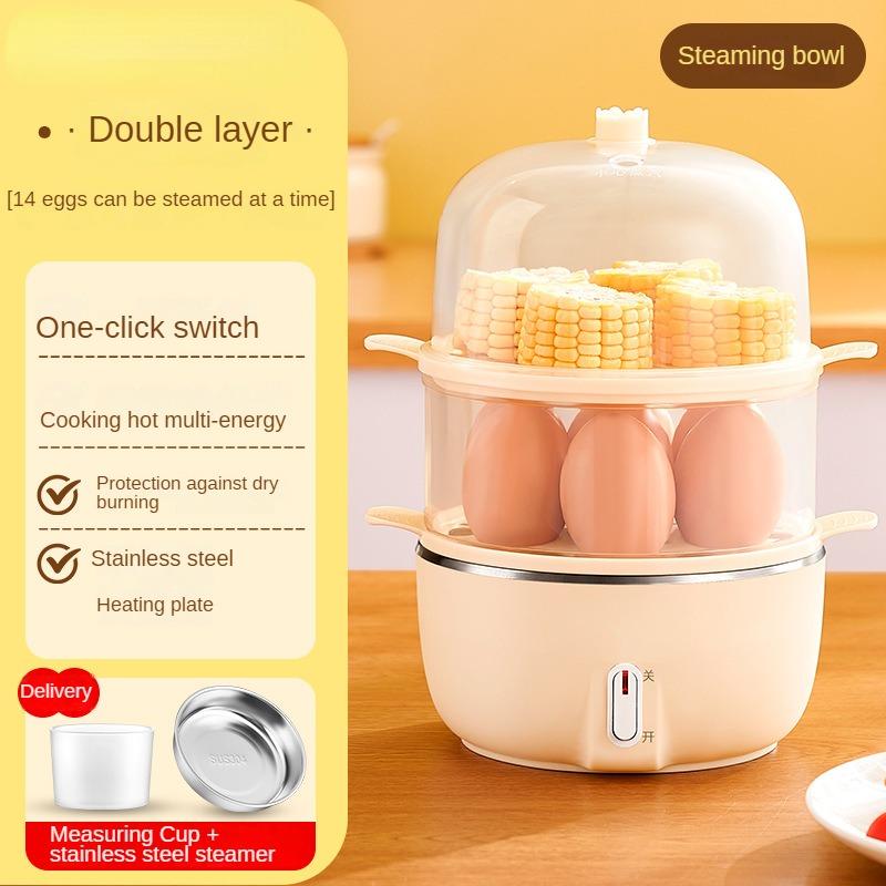 220V Single/Double Layer Electric Egg Steamer Multi Egg Boiler Food Steaming Cooker Multi Cooker Pot for Breakfast