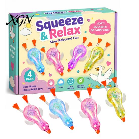 Stress Relief Toy 1 Set Squeeze Duck Rabbit Animal Love Heart Pinch Reduction Gadget Sensory Soft Stretchy Ball Relaxation Fidget Party Favors Tool