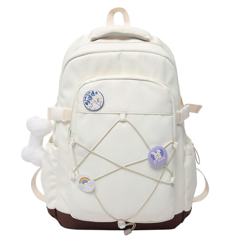Drawstring Backpack Girl's Large Capacity Backpack Color Contrast Student Schoolbag Travel Bag