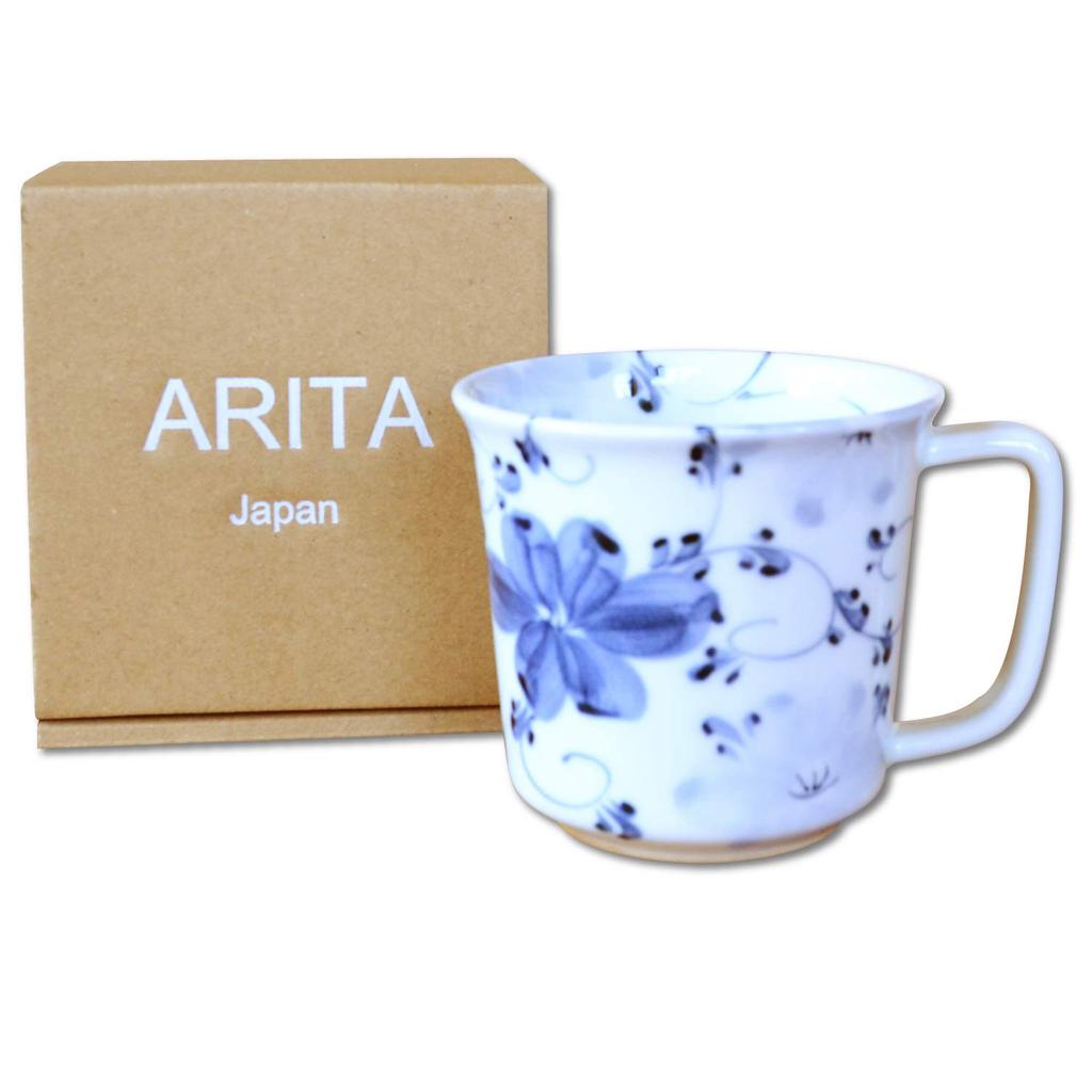 Lightweight microwave gift box Arita indigo flower made in mug, safe, included, ware, design, Japan.