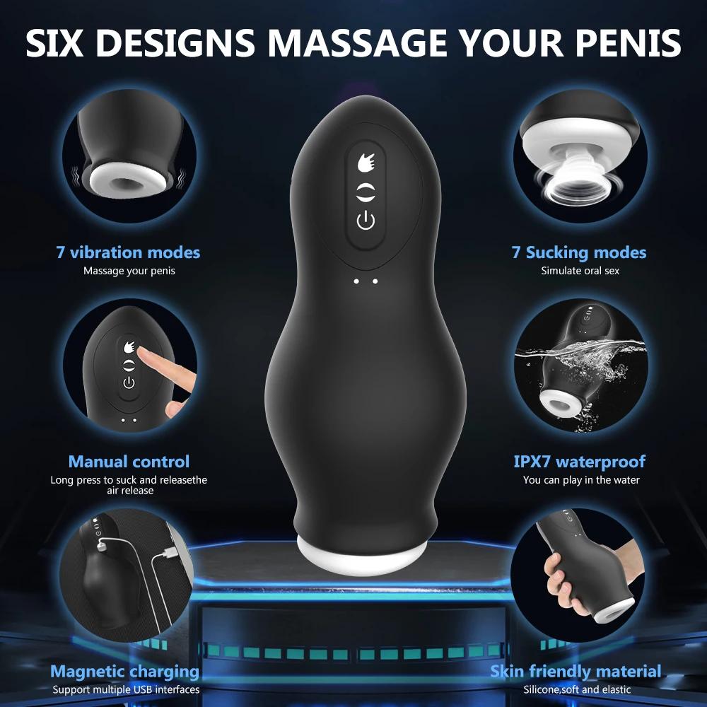 Masturbator For Men Automatic Sucking Male Machine Oral Penis Vibrator Sex Toy For Men Masturbation Cup Silicone Blowjob Machine