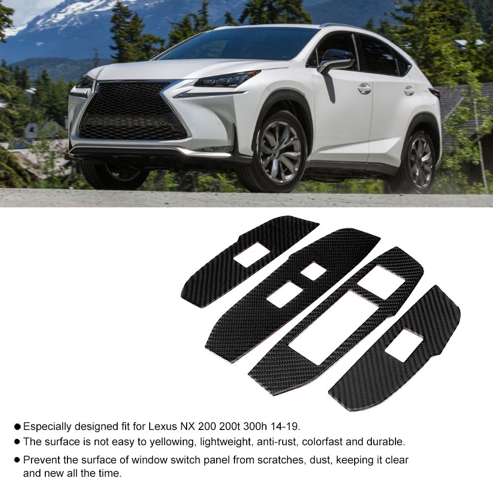 4Pcs Car Carbon Fiber Window Switch Panel Cover Decorative Sticker Fit for Lexus NX 200 200t 300h 14 19