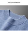 Men's Seamless Cashmere Sweater, Half-High Collar, Solid Color, Loose Fit, Plus Size, Base Layer for Autumn and Winter.