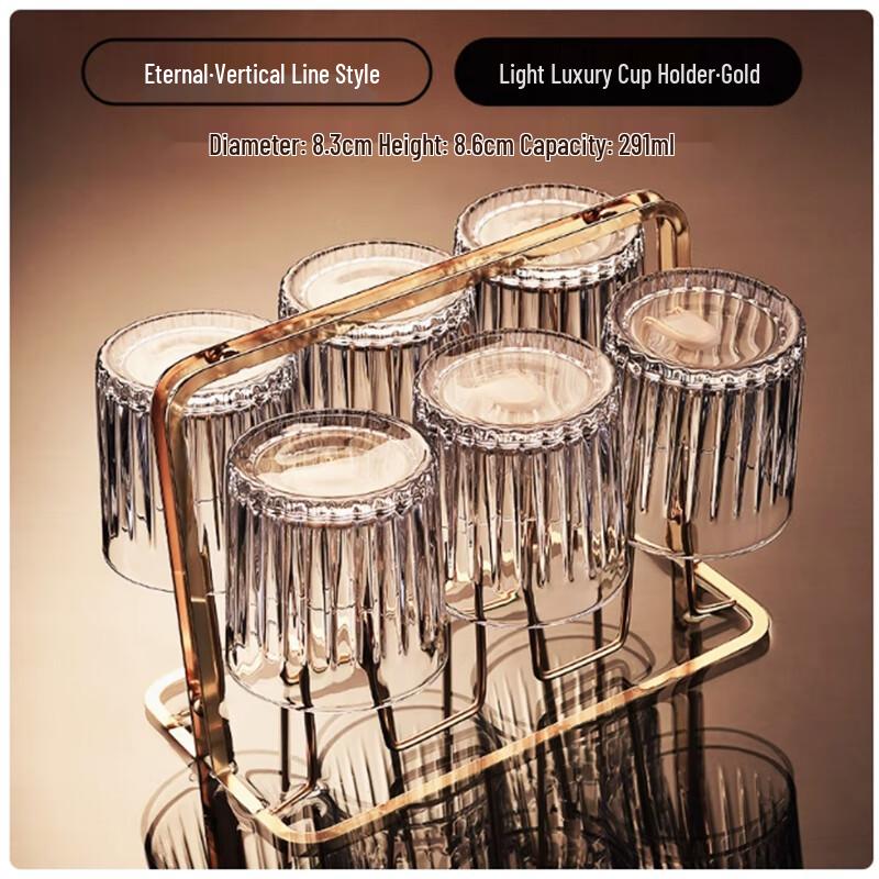 Langxi European Whiskey Glass Set with Gold Rack