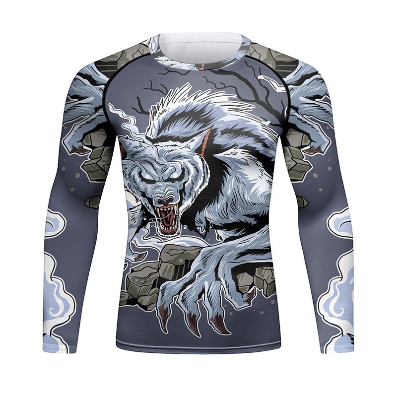 Custom Tattoo Men's Gym Compression Fitness Tshirt Masculine Sublimation Long Sleeve Rashguard BJJ Jiu Jitsu Boxing Jersey