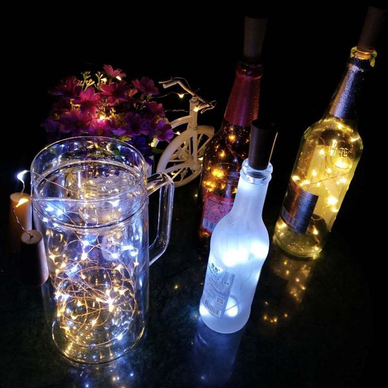 Solar Wine Bottle Light With Cork LED String Lights Fairy Lights Garland Christmas Party Wedding Bar Decoration Copper Wire