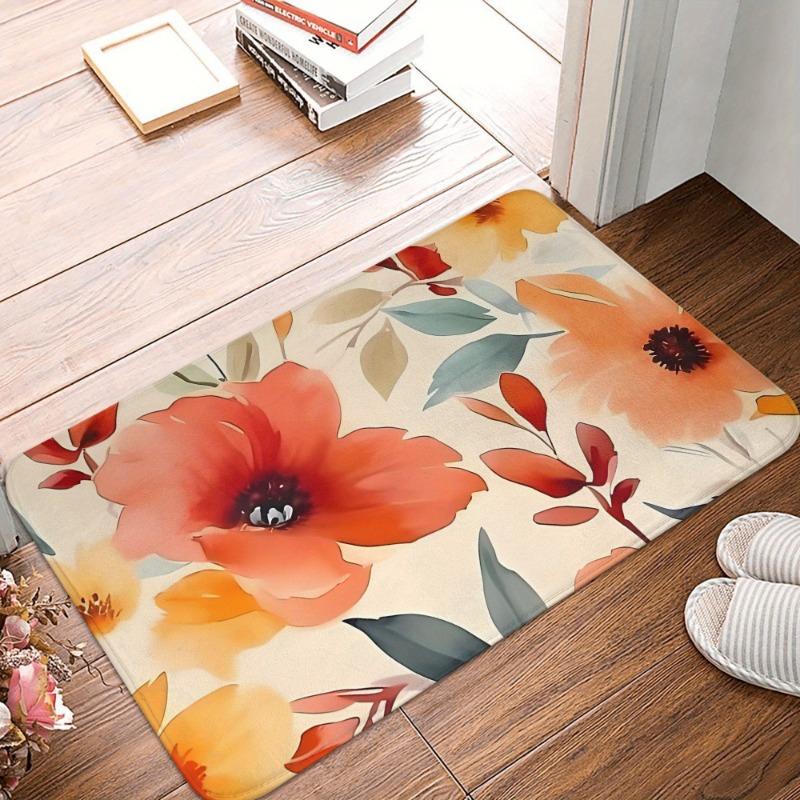 1ks Rohožky se vzorem fialových květin Kuchyňské koberce Protiskluzové Pop design Ložnicové koberce Koupelnová rohožka Koberec pro domácí dekoraci dřezu, prádelny