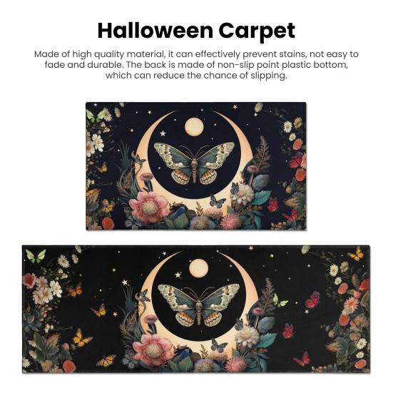 2 Pcs Halloween Rug Bathroom Floor Mat Super Absorbent Quick-Drying Anti-Slip Pumpkin Ghost Print Multipurpose Halloween Party Decoration Kitchen