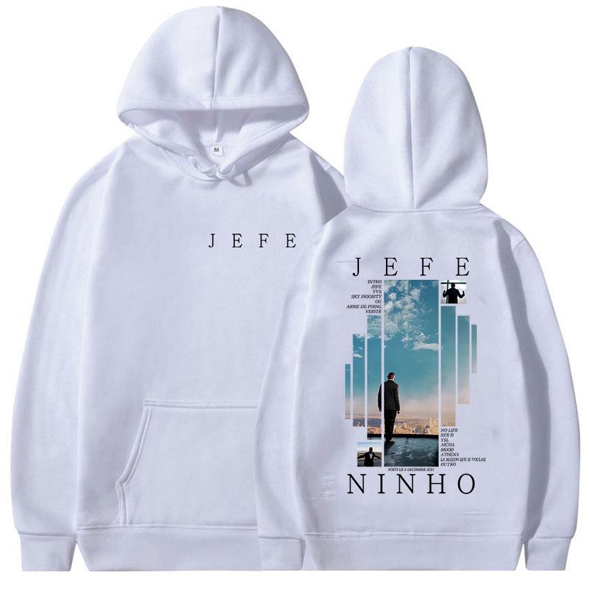Rapper Ninho Jefe 2025 Album Merch Kapuzenpullover Unisex Hip Hop Gothic Langarm Sweatshirt Lässig Übergroß Fleece Hoodies Streetwear